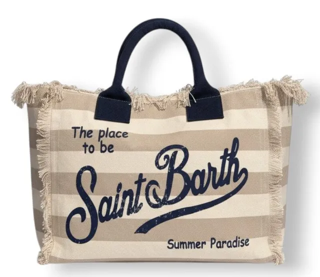 MC2 Saint Barth Vanity 02753L Borsa Beige Canvas Rigato