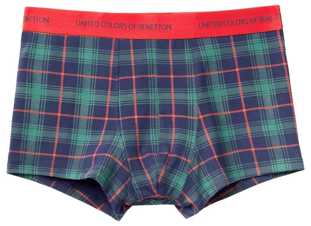Benetton Boxer Corti Uomo Cotone Taglia L Stampa Natalizia Blu