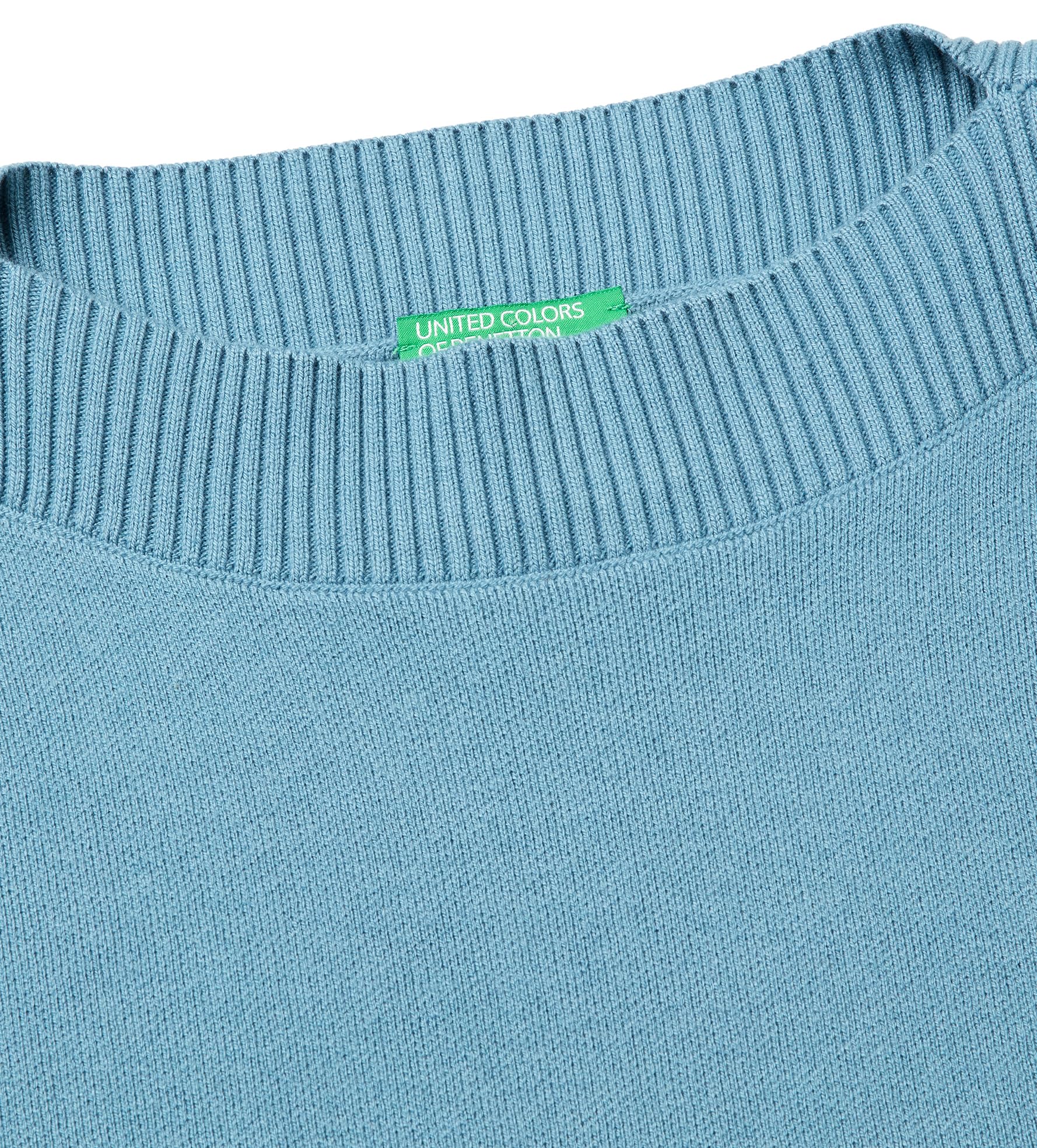 Benetton Maglia Barchetta Donna Blu Jacquard Boxy