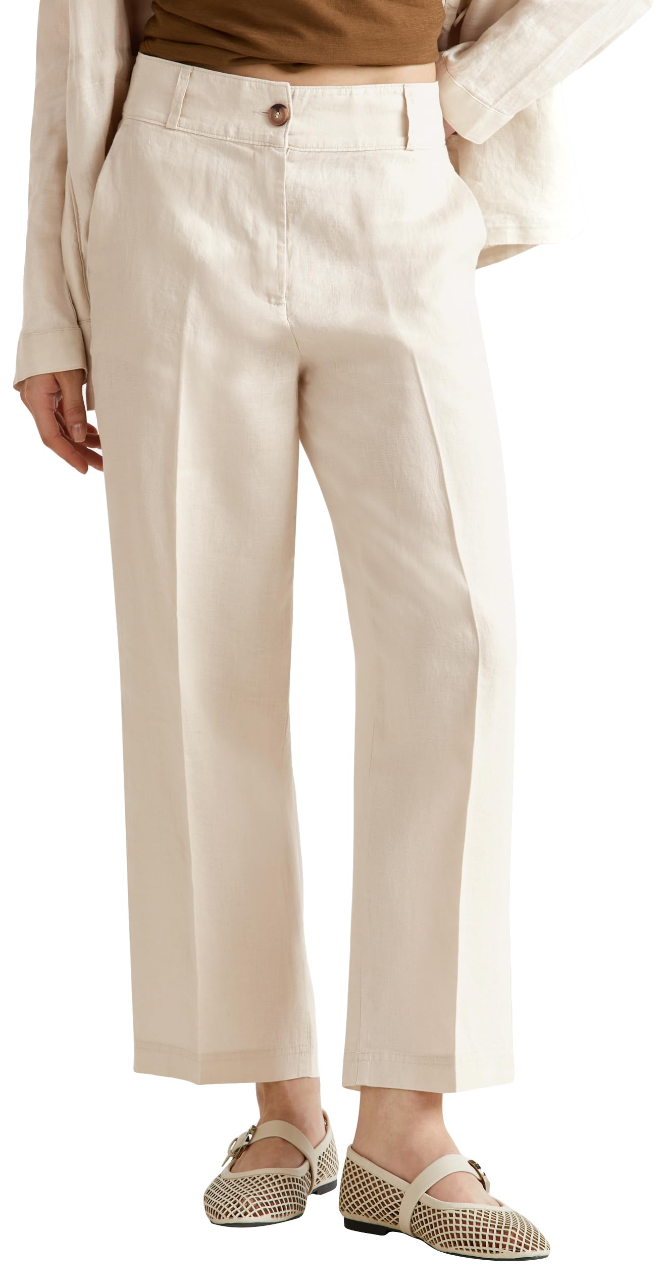 Benetton Pantaloni Jeans Pantalone Donna Beige Taglia 42