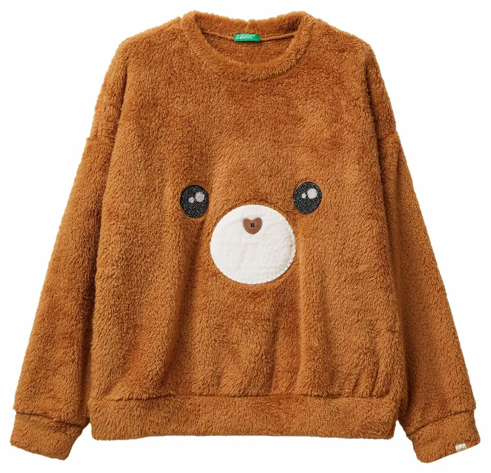 Benetton 3ukc3m07z Maglione Donna Pellicciotto Marrone