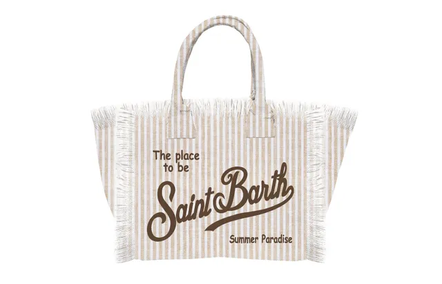 MC2 Saint Barth Vanity Mini Linen Borsa Donna Beige Stripes Lino