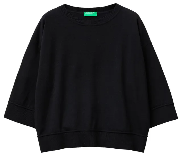 Benetton Maglieria Maglione Donna boxy girocollo manica corta