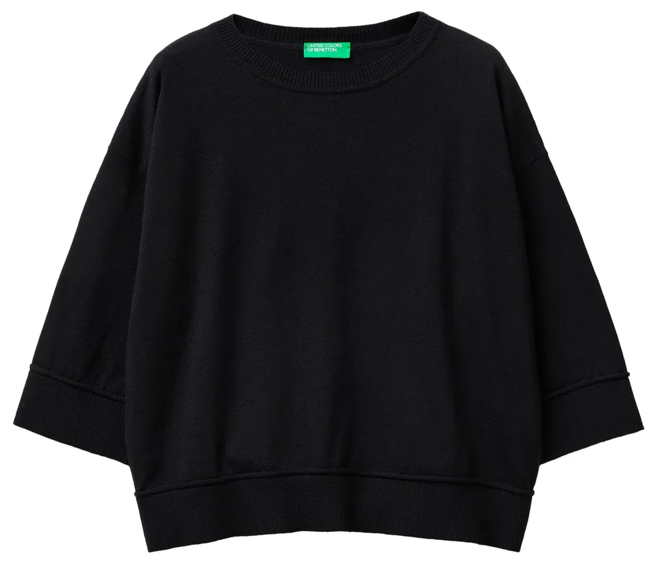 Benetton Maglieria Maglione Donna boxy girocollo manica corta