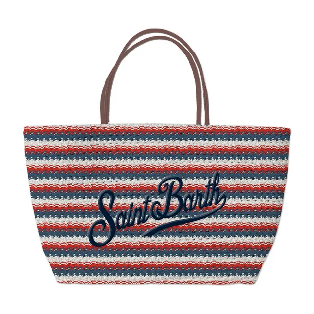 MC2 Saint Barth Crochet Tote Mid 00593L Navy Rosso