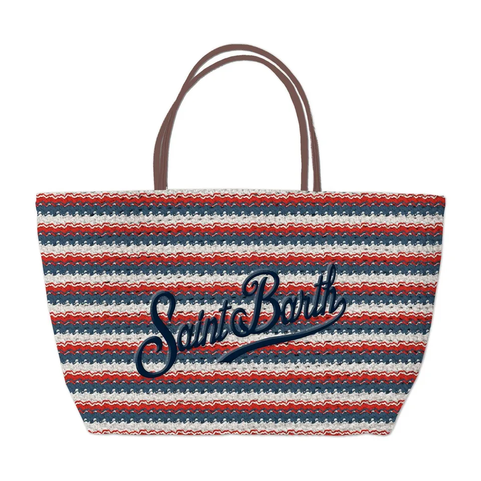 MC2 Saint Barth Crochet Tote Mid 00593L Navy Rosso