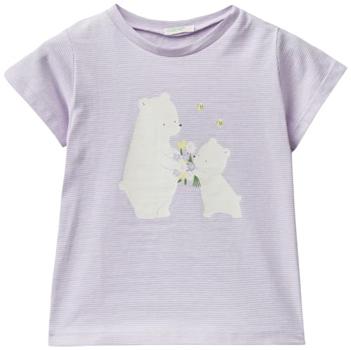 Benetton 3QFNA104E T-Shirt Bimba 74 Cotone con Stampa