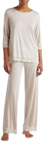 Benetton 3z123m07e maglia pigiama donna S pizzo beige
