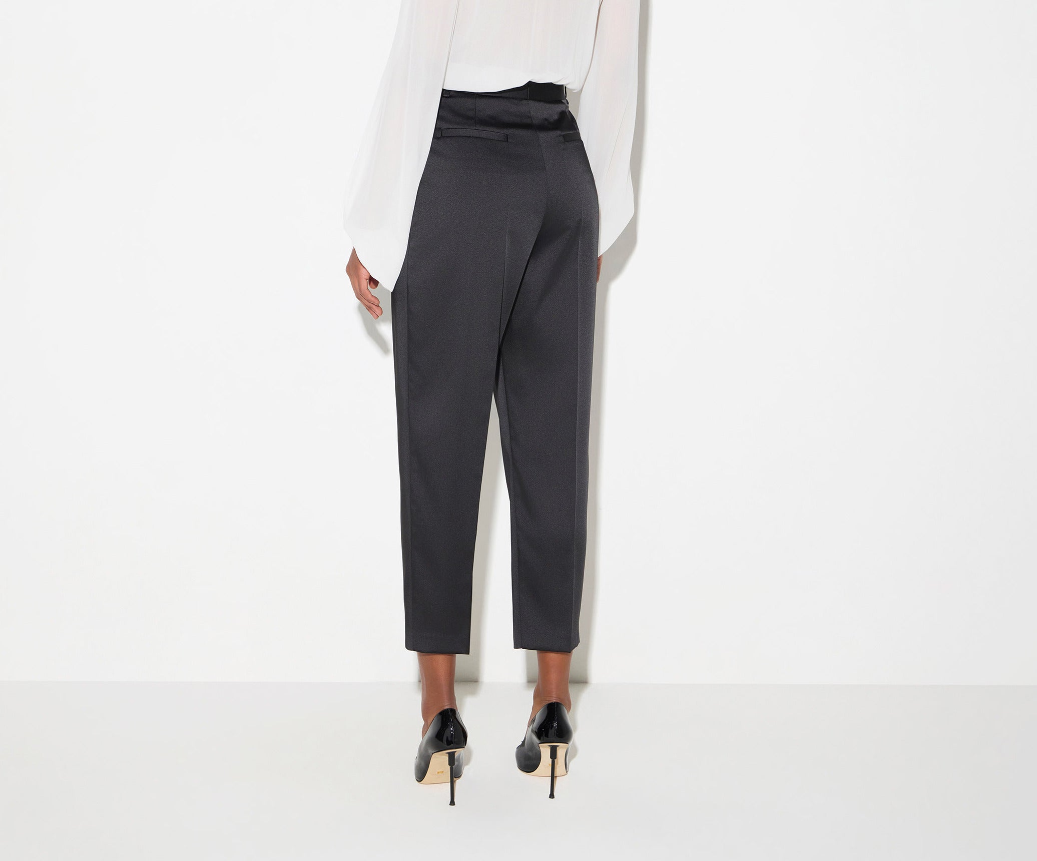 Elisabetta Franchi PA20366E2 pantalone nero raso stretch
