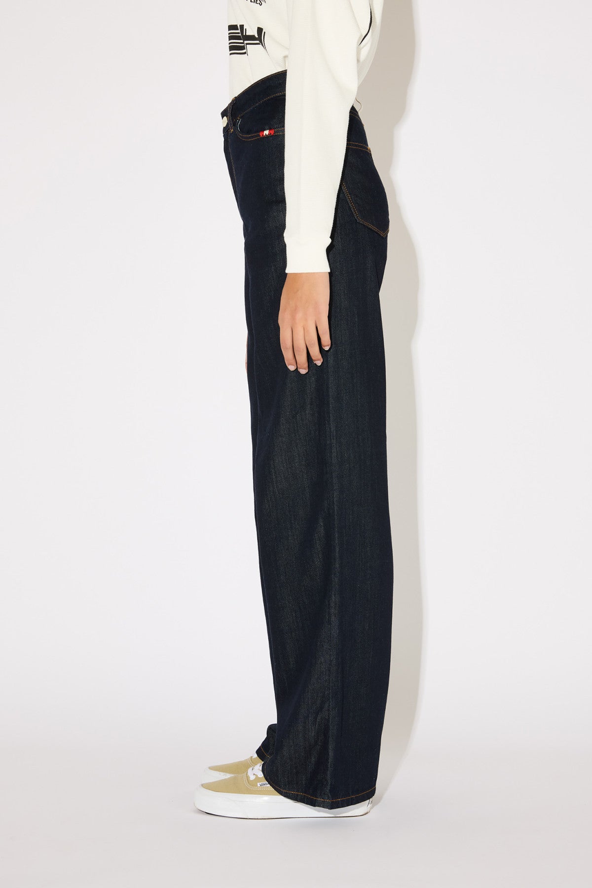 Amish Linda AMD001D7460021 jeans donna blu rinse gamba ampia