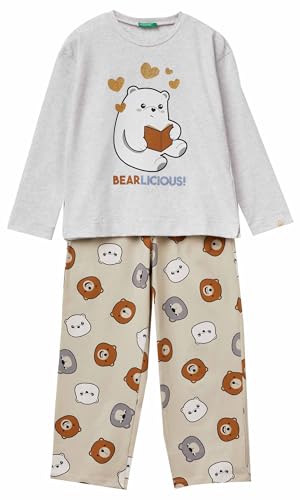 Benetton 3dke0p09p pigiama bambina cotone caldo