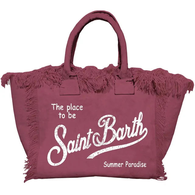 MC2 Saint Barth Vanity 00171L borsa bordeaux canvas sfrangiata