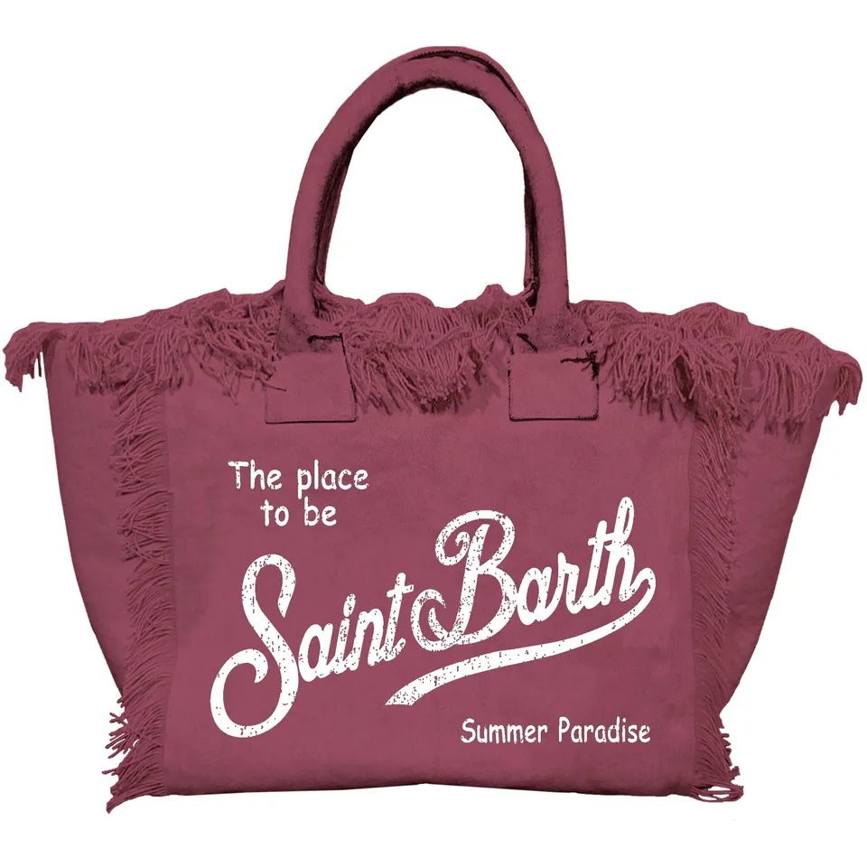 MC2 Saint Barth Vanity 00171L borsa bordeaux canvas sfrangiata