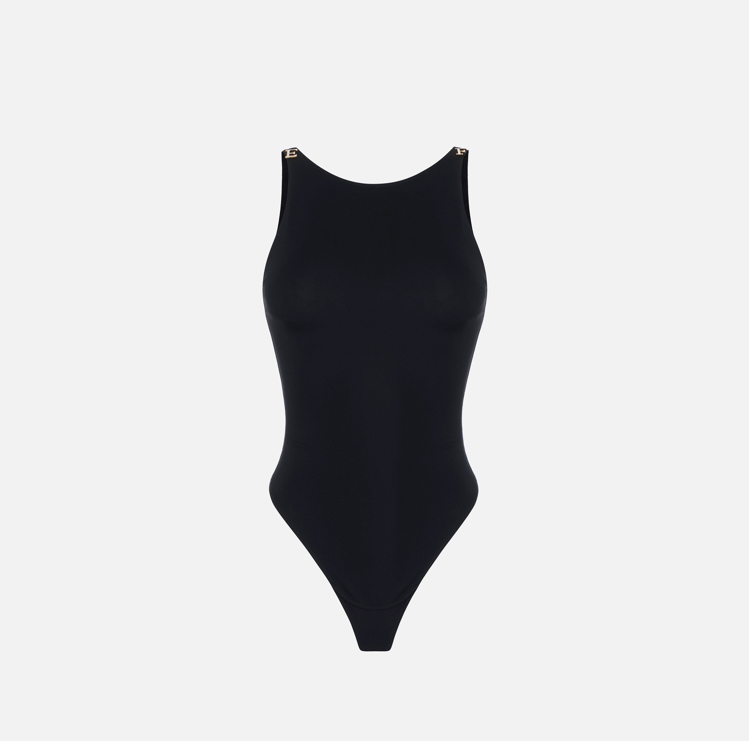 Elisabetta Franchi BO05067E2 Body Jersey Nero Logo Spalline