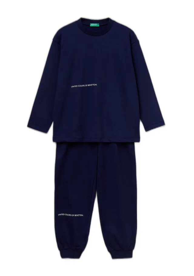 Benetton 3DKE0P097 pigiama bambino cotone blu taglia S