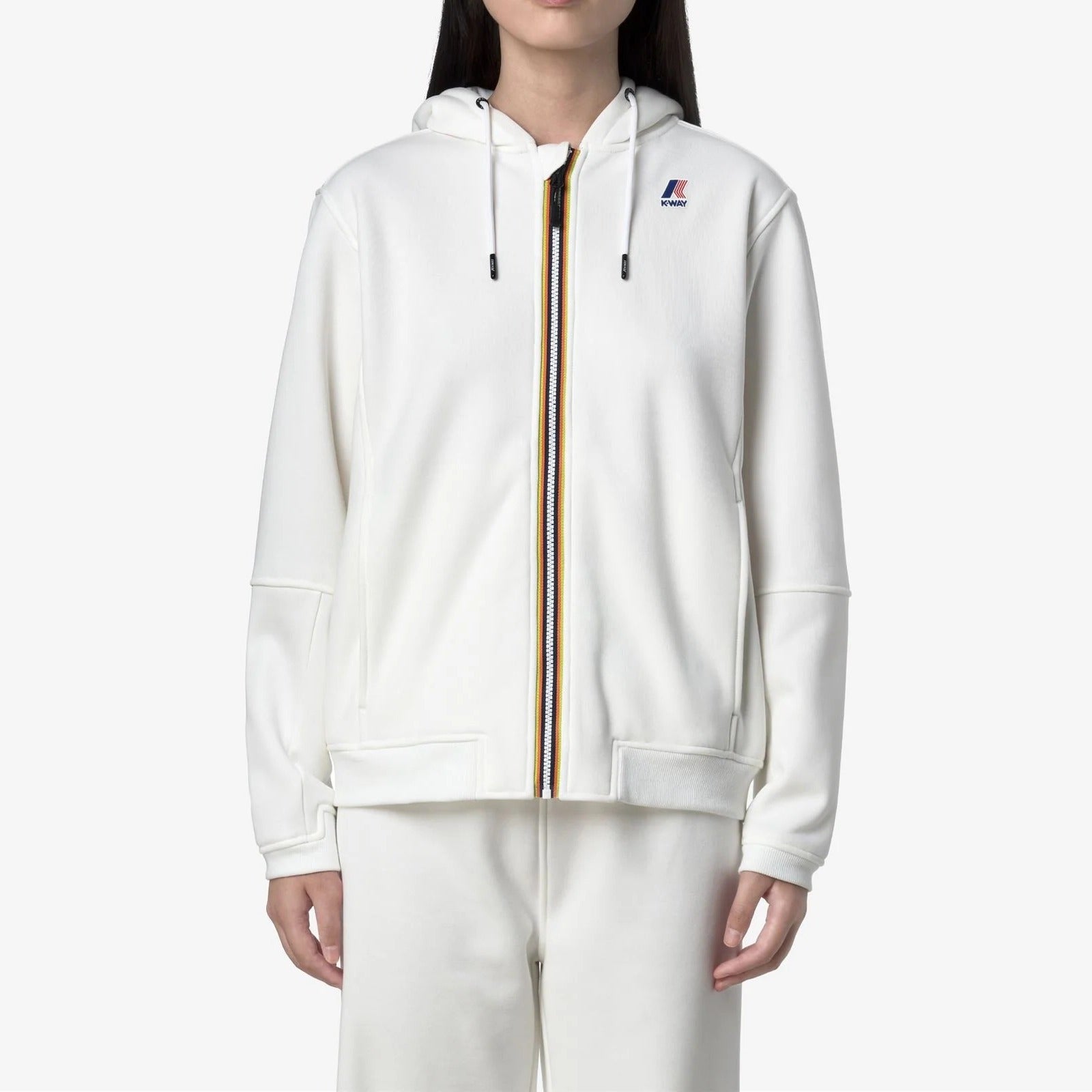 K-Way Prosper K4147LW felpa bianca zip cappuccio