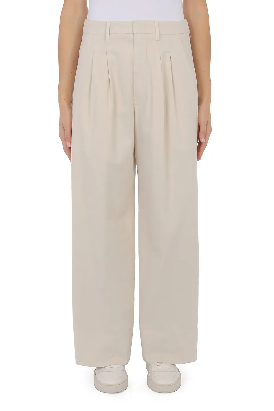 Dondup Eloise DP843 GSE043D pantalone avorio wide leg