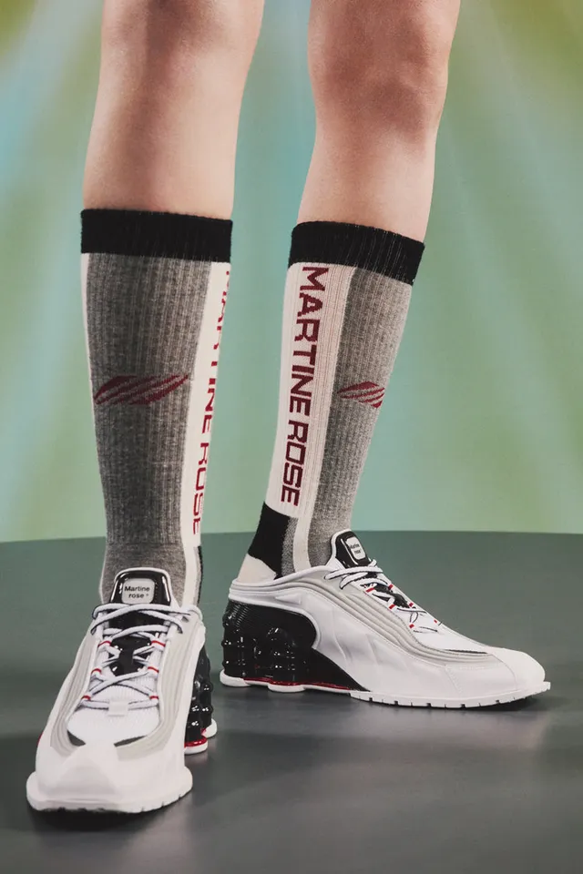 Martine Rose MR4 Shox mule White Multi suola Shox