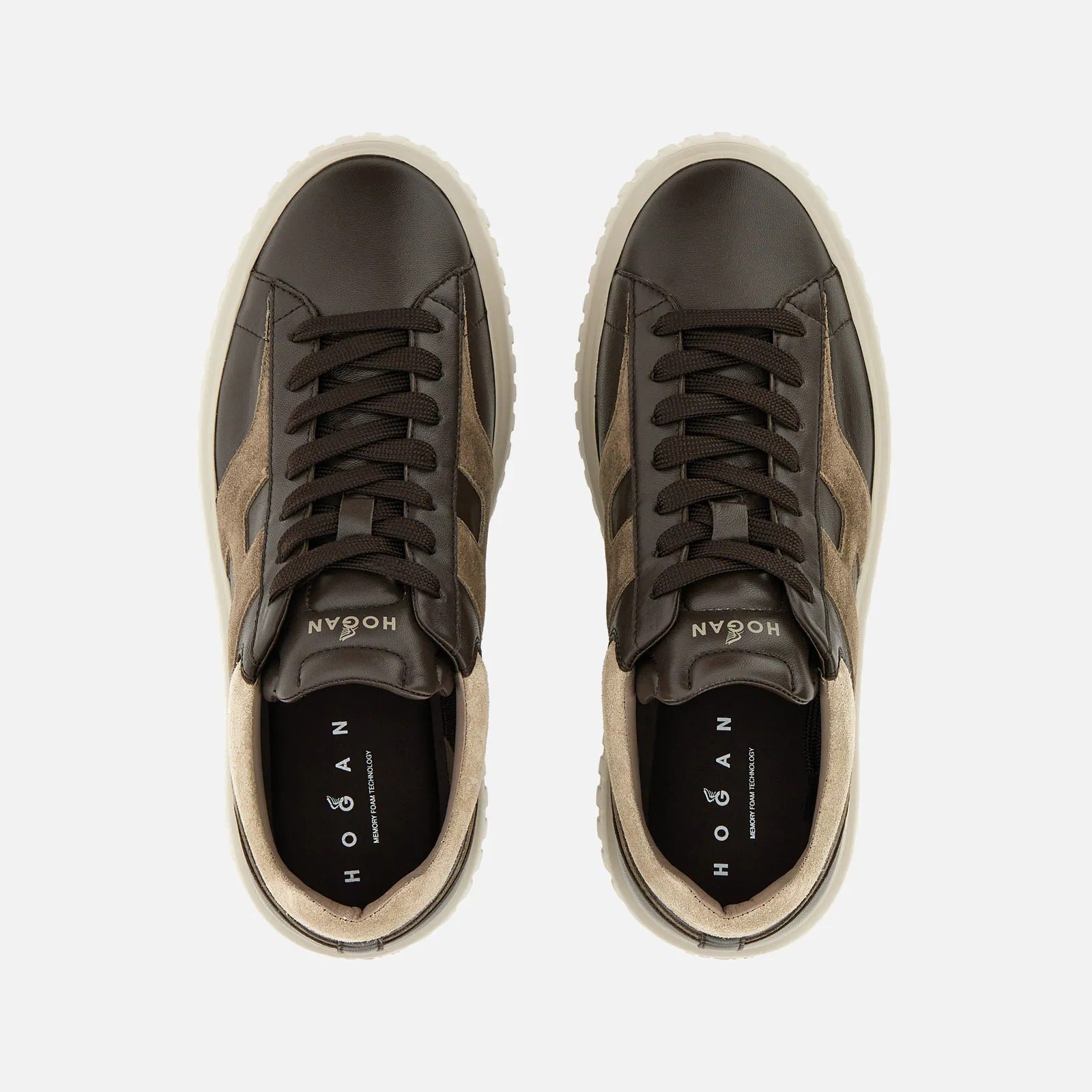 Hogan H-Stripes HXM6450FE91N1 sneaker uomo marrone nappa