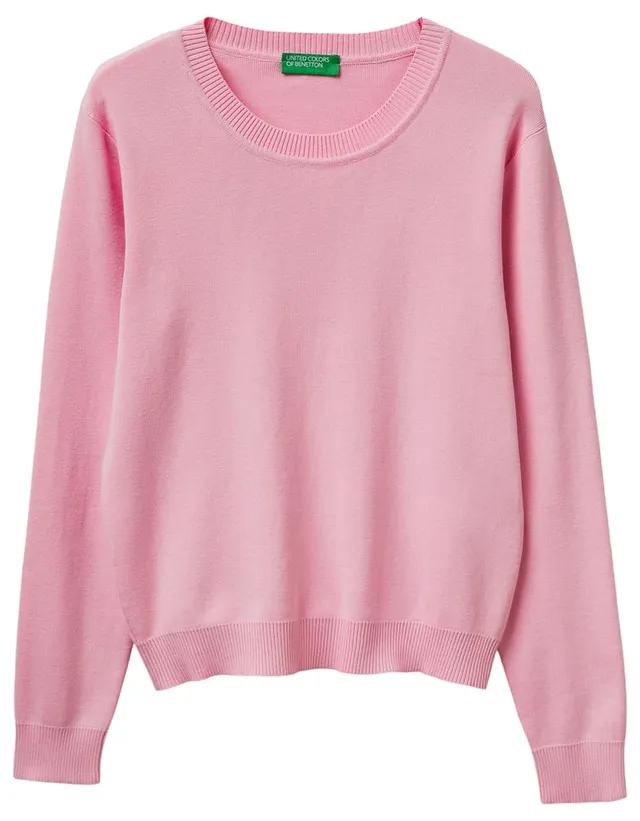 Benetton Maglieria 1c19d10fv Maglione Donna Rosa tinta unita