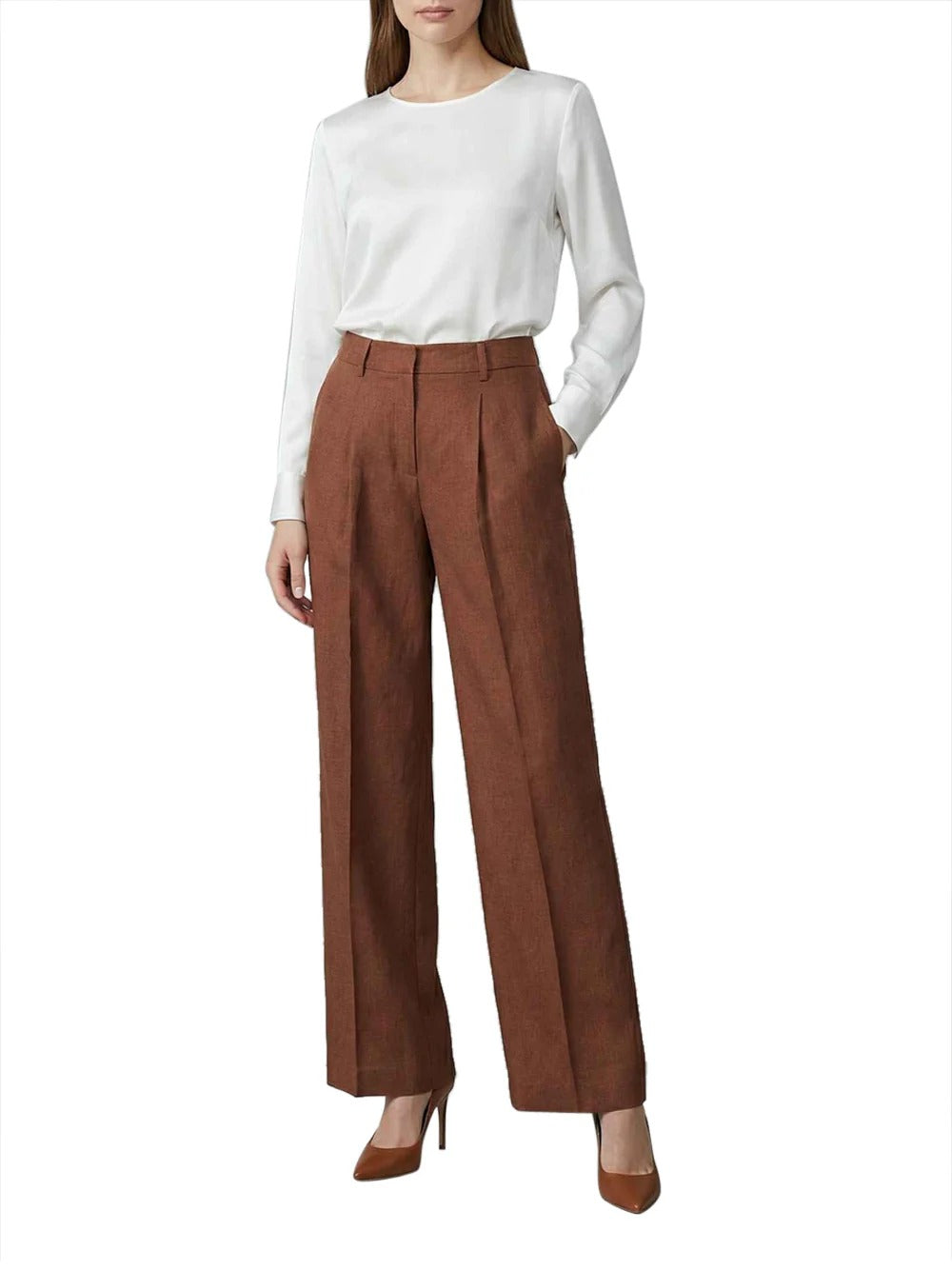 Gaelle Paris GAABW10024 pantalone moka in lino