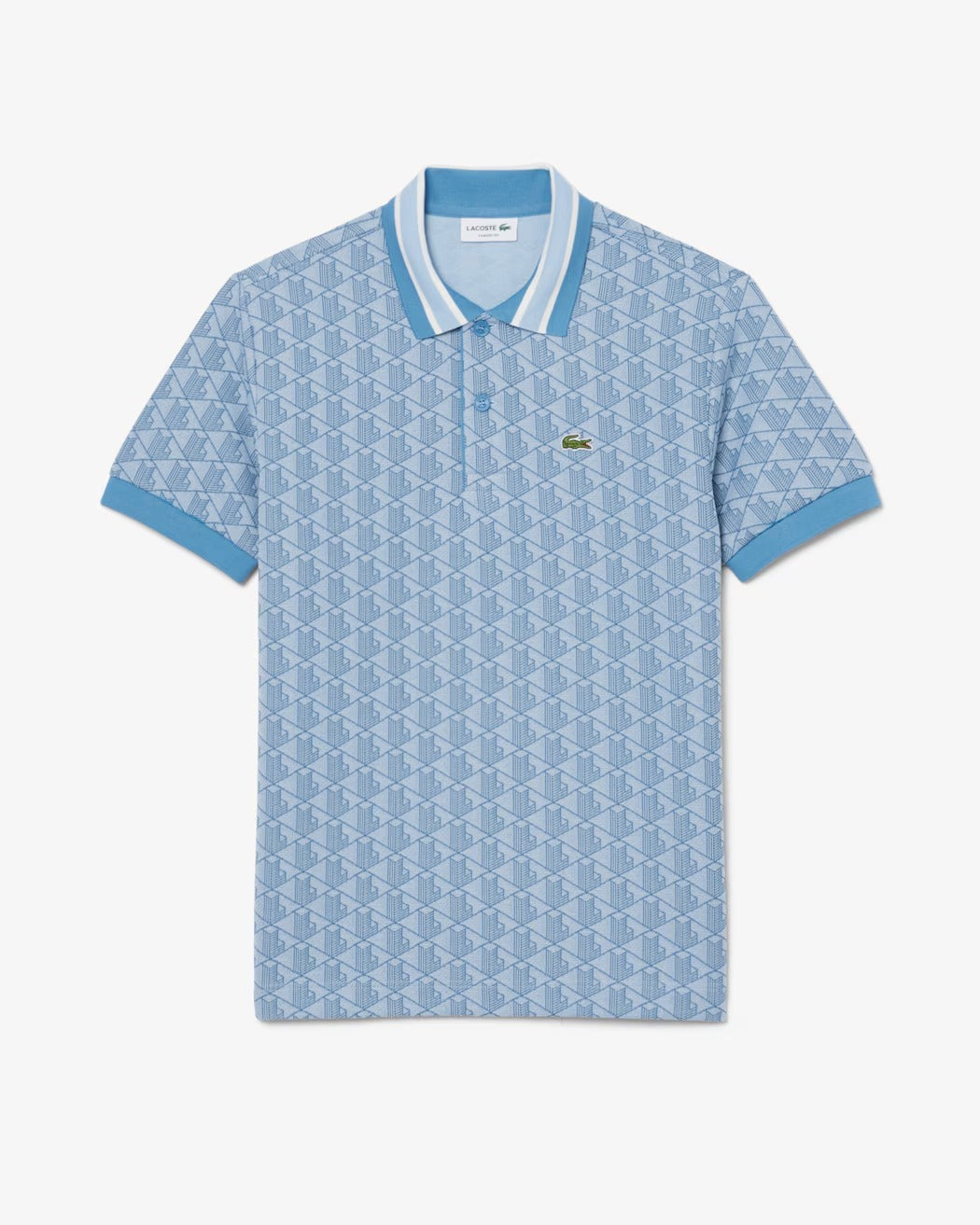 Lacoste DH1417 polo uomo azzurra jacquard monogram