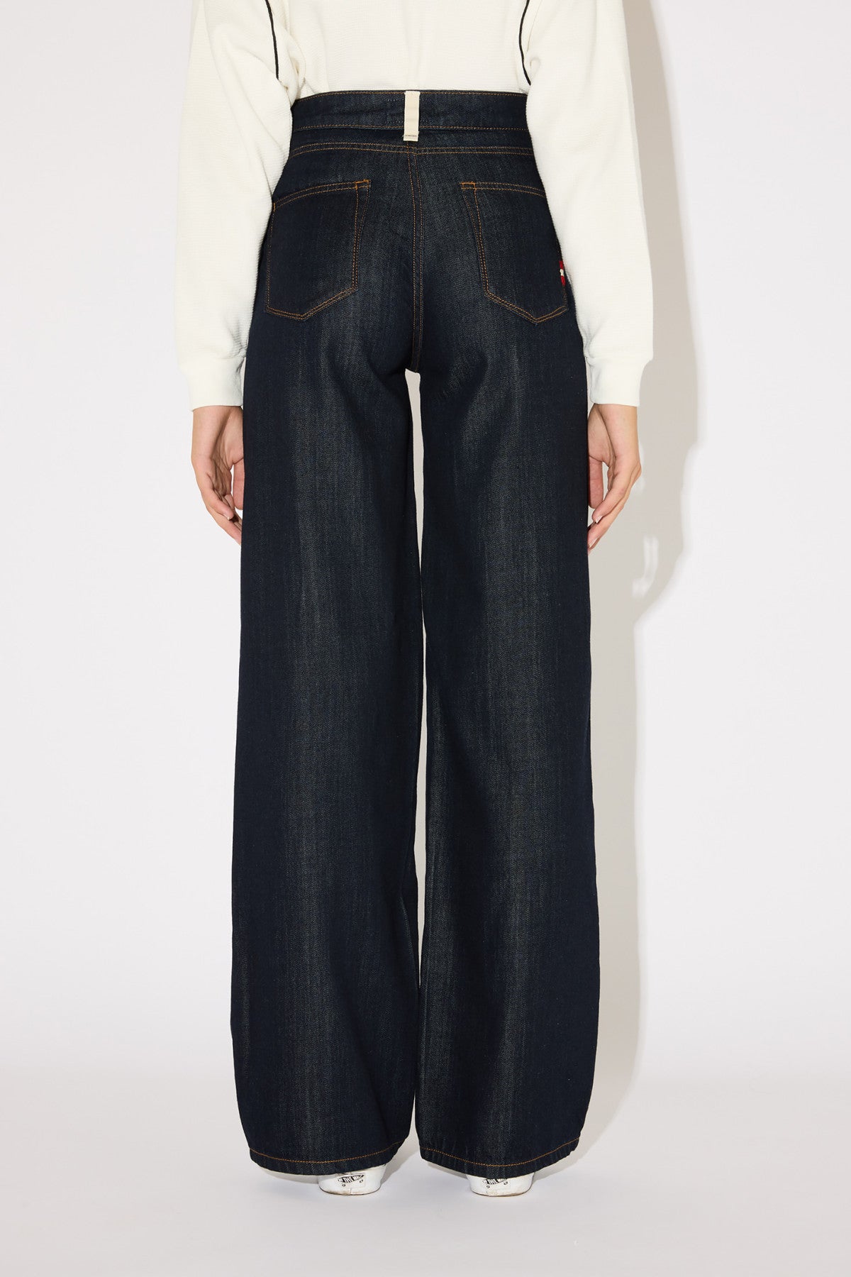 Amish Linda AMD001D7460021 jeans donna blu rinse gamba ampia