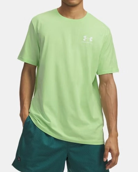 Under Armour Left Chest 1326799 T-Shirt Lumos Lime Cotone