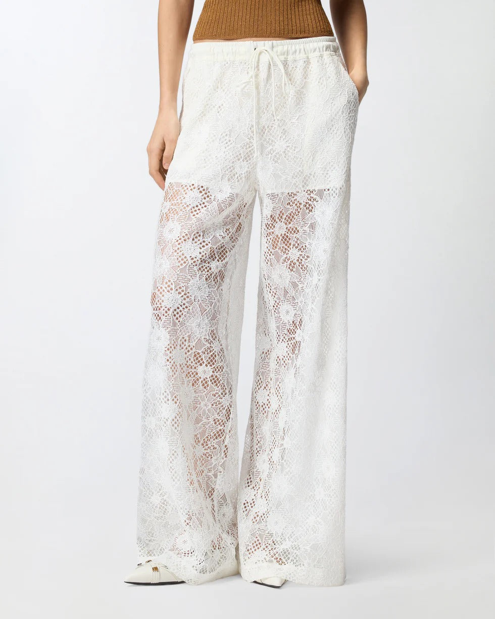 Pinko Laurie 106662 A381 Pantalone Pizzo Bianco Regular