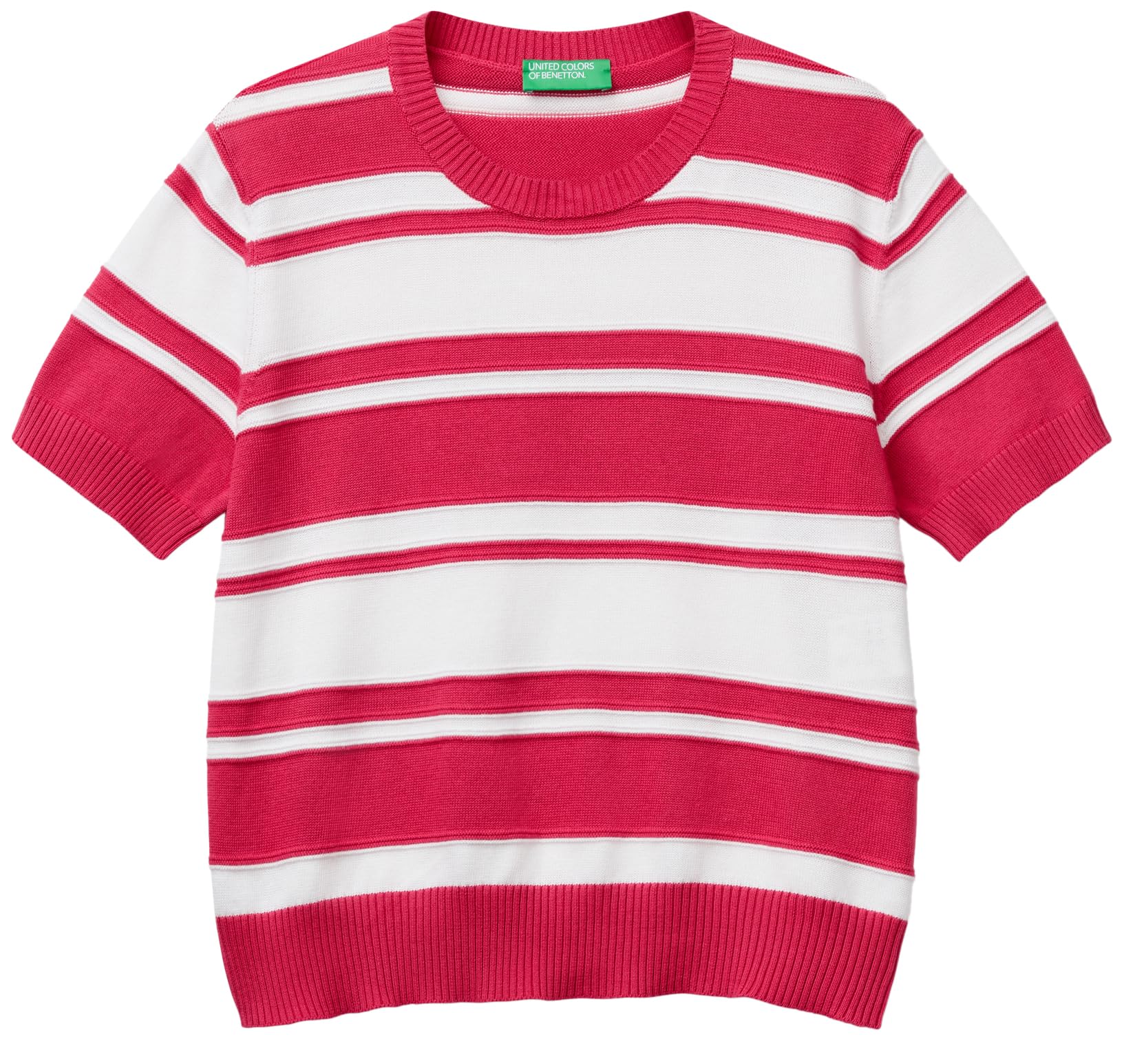 Benetton Maglieria Maglia Girocollo Rigata Manica Corta Cotone