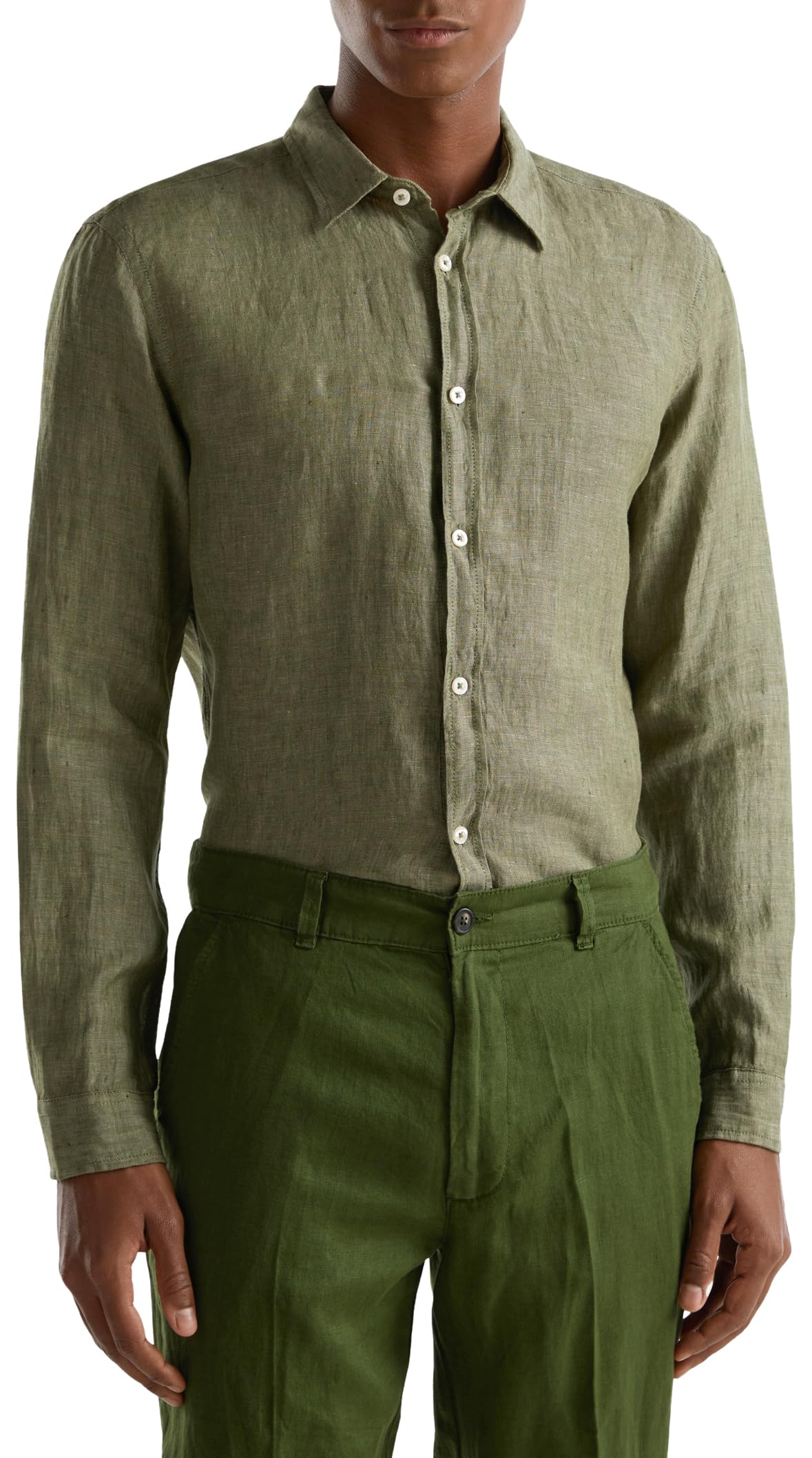 Benetton 5bku5qjg8 camicia uomo lino manica lunga XS