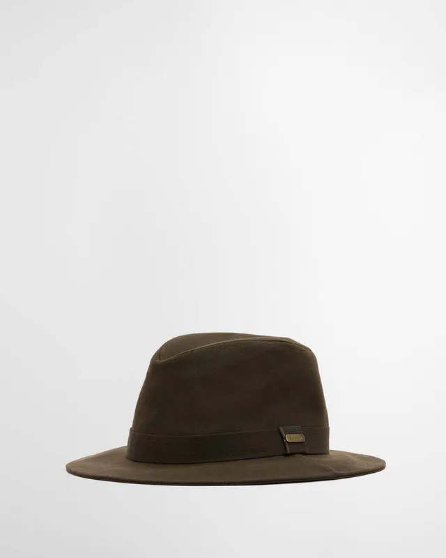 Barbour Fedora Wax LHA0401 cappello donna verde cotone cerato