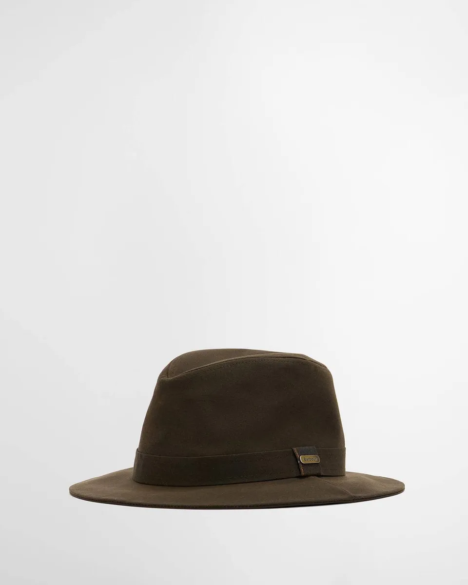 Barbour Fedora Wax LHA0401 cappello donna verde cotone cerato