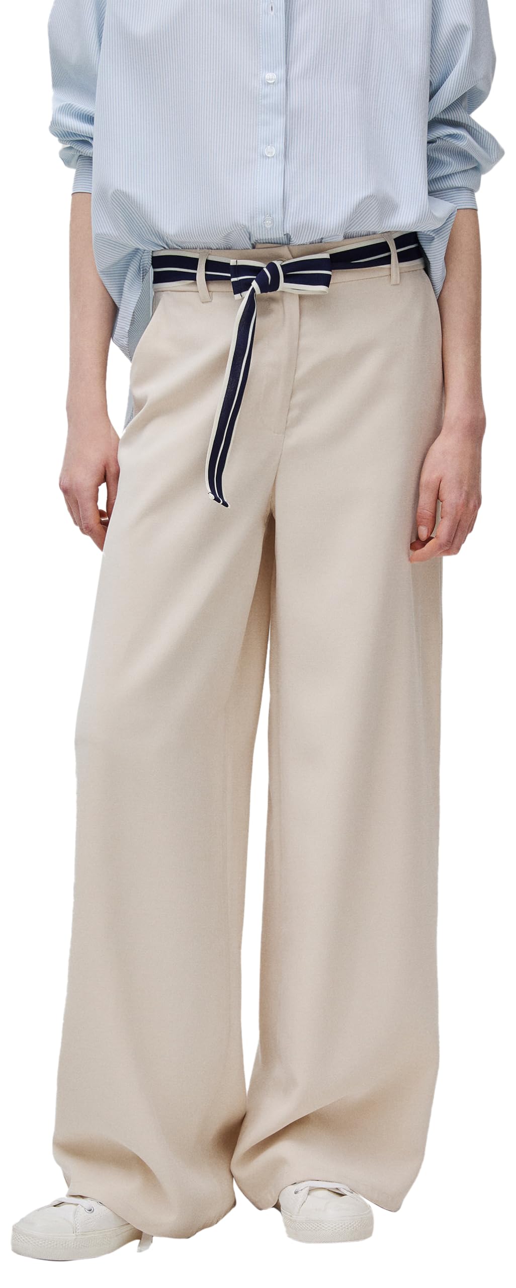 Benetton Pantaloni Gamba Ampia Donna Marrone