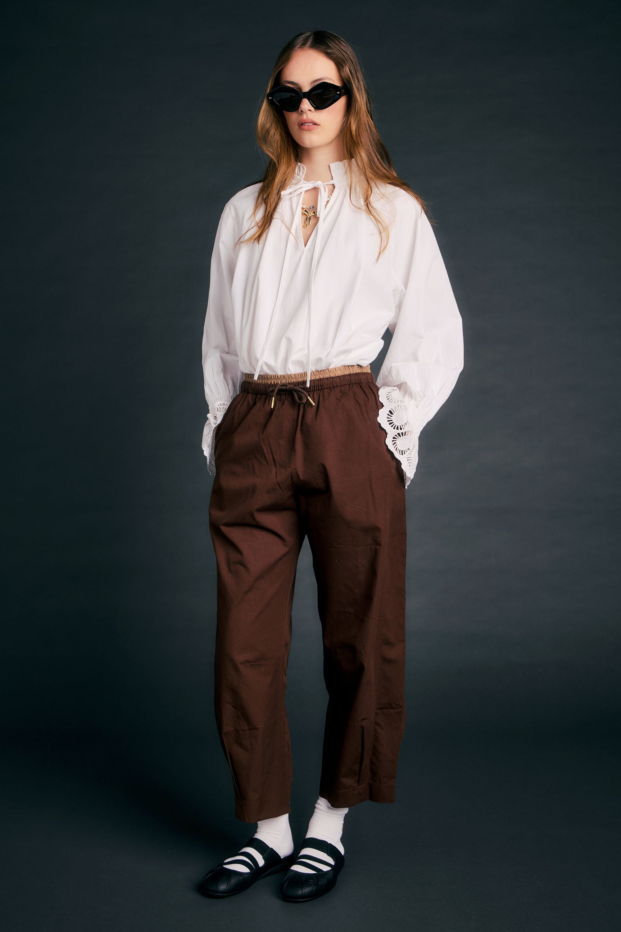 Karen Walker Maverick Pantaloni cioccolato cotone