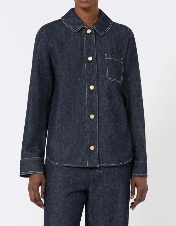 Max Mara SMMENFASI001 Camicia Denim Blu Marino Cotone
