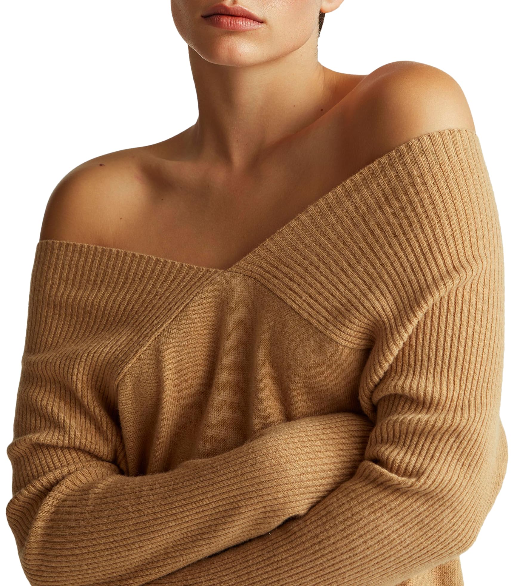 Benetton 1044dv02c vestito donna M beige scollo V