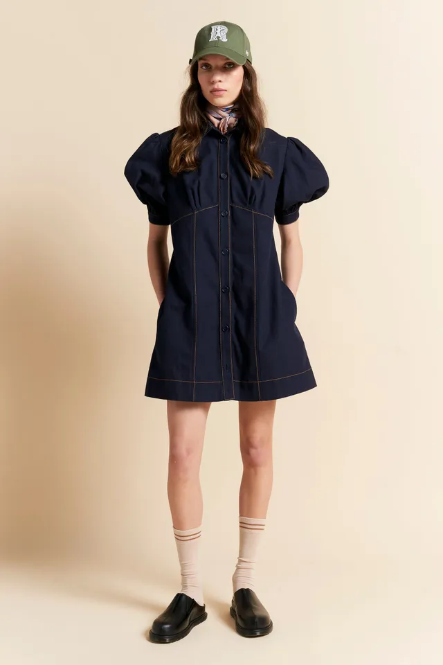 Karen Walker Delphie Dress vestito Navy cotone organico