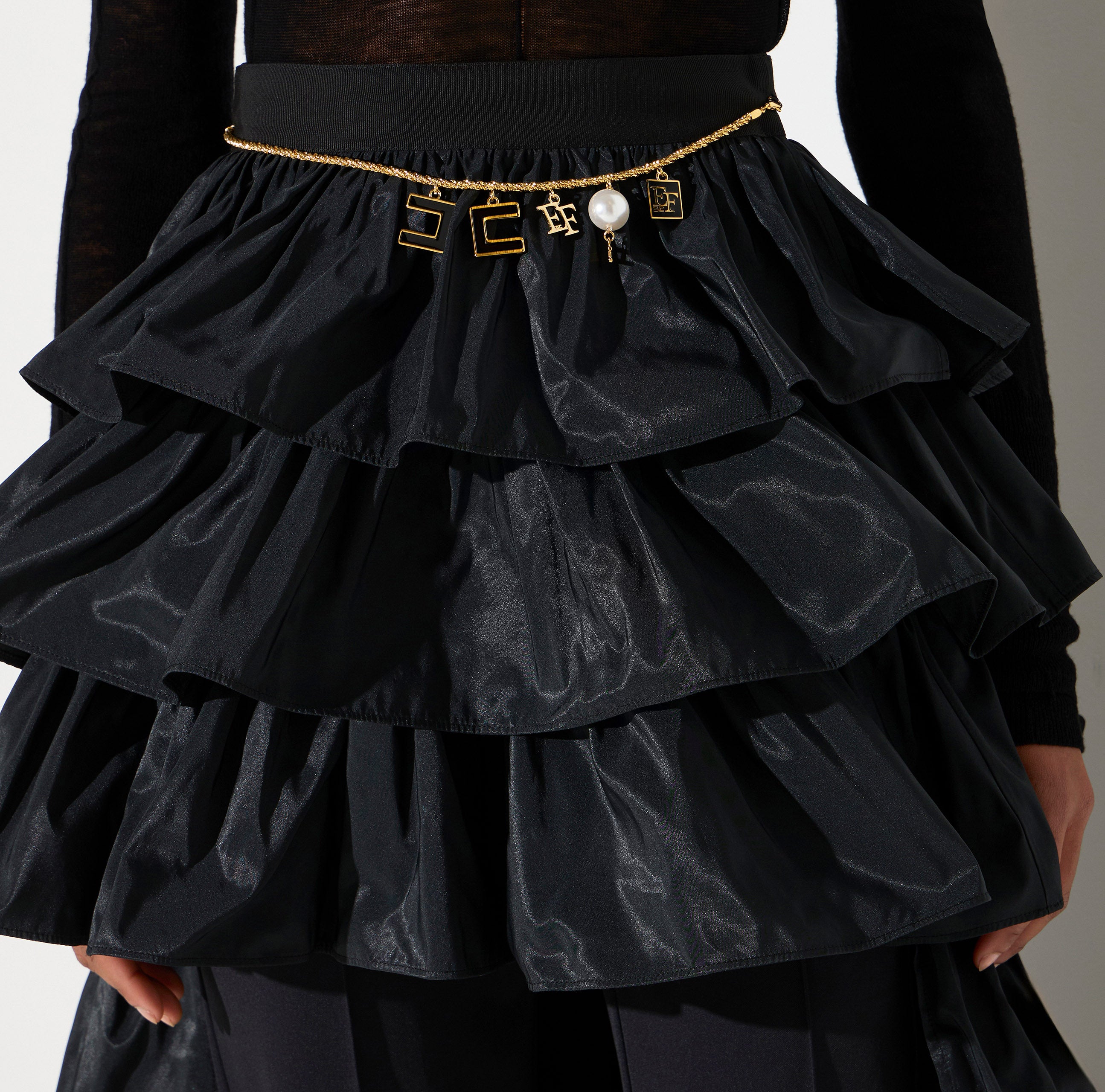 Elisabetta Franchi GO23067E2 gonna donna nero taffettà