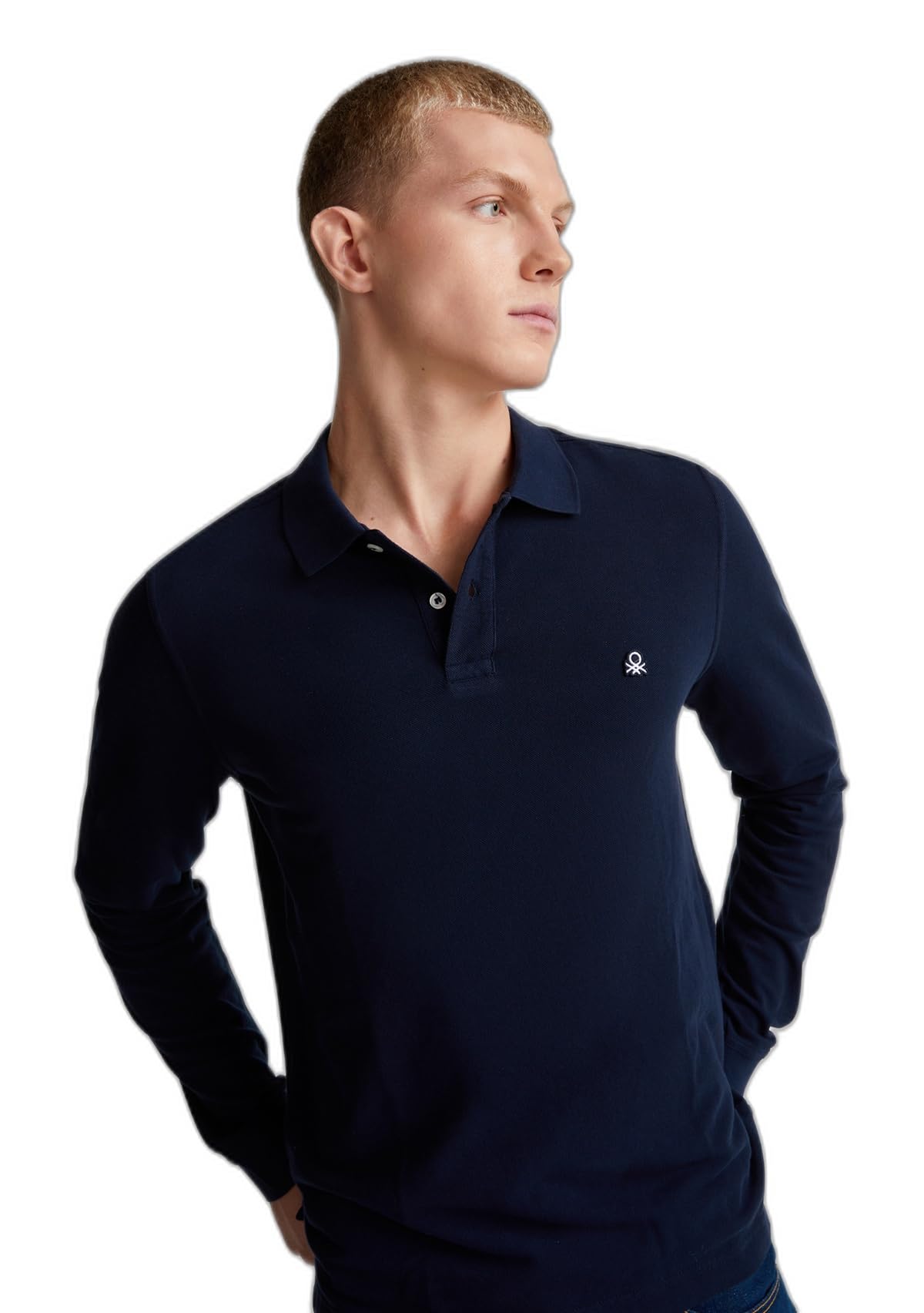Benetton 3089j3204 polo uomo manica lunga tinta unita