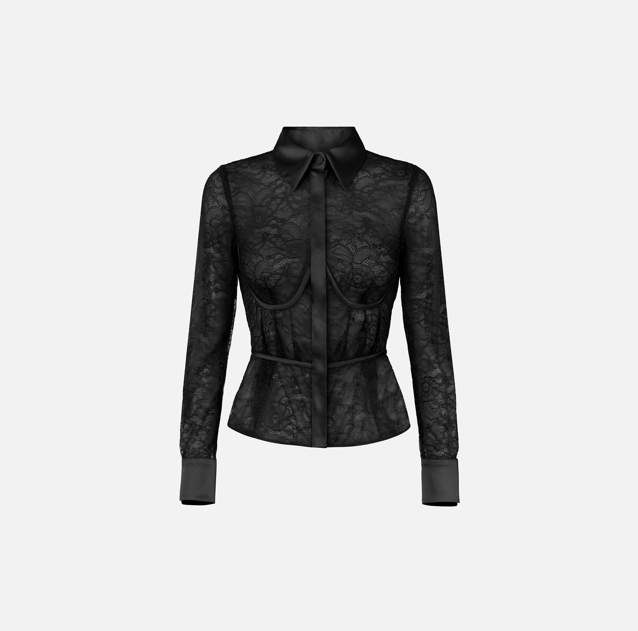 Elisabetta Franchi CA17966E2 Camicia Pizzo Nero Slim