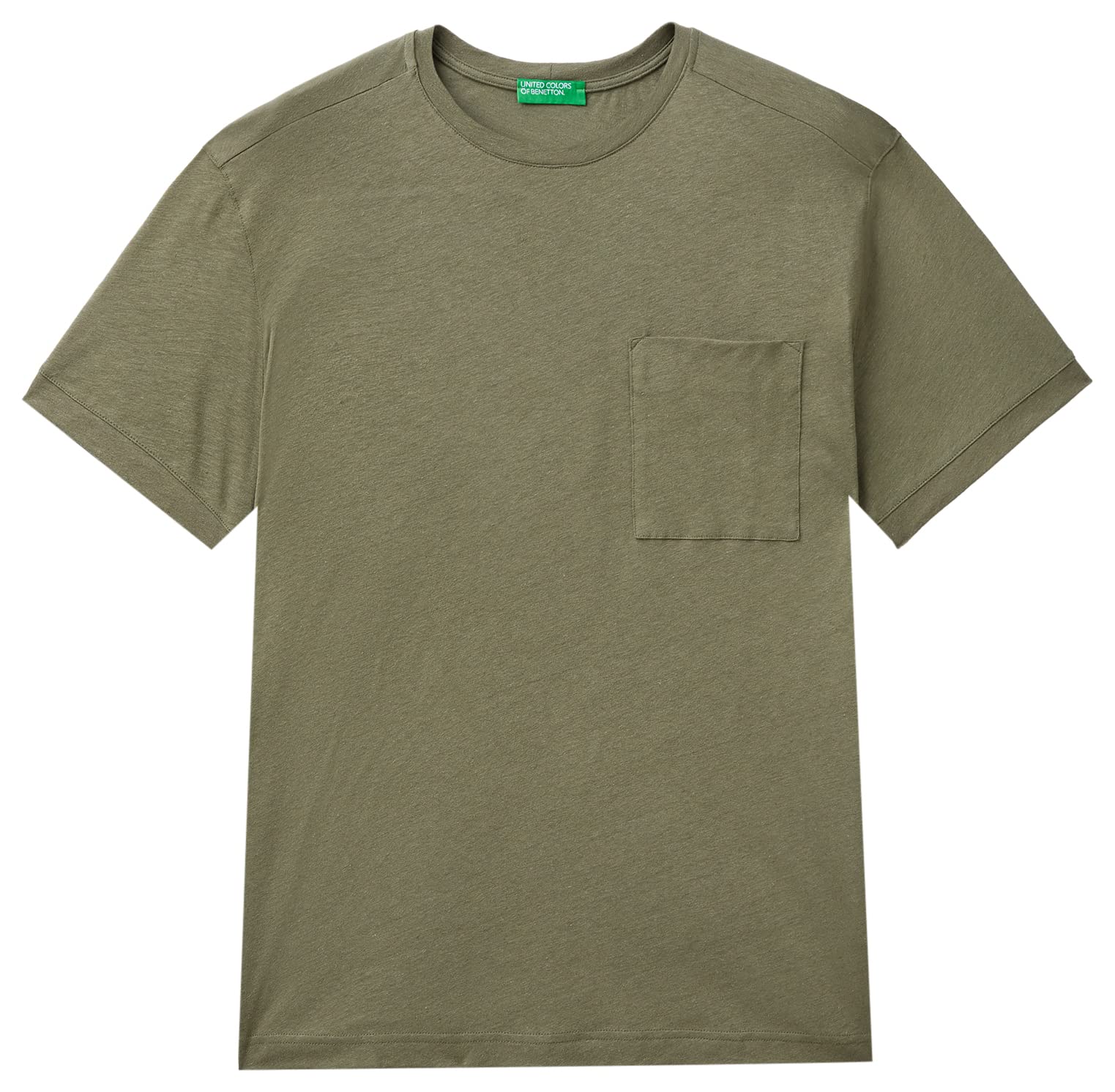 Benetton T-shirt Uomo Cotone Verde Militare 0w9