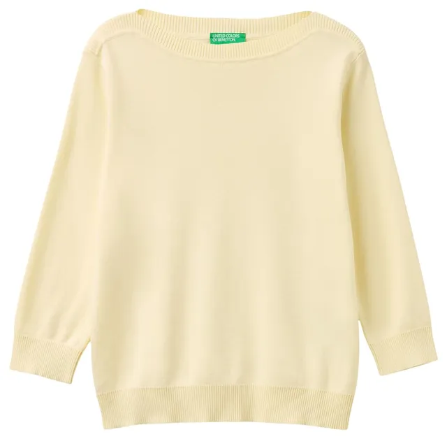 Benetton Maglieria 1c19d10g1 maglia barca gialla manica 3/4