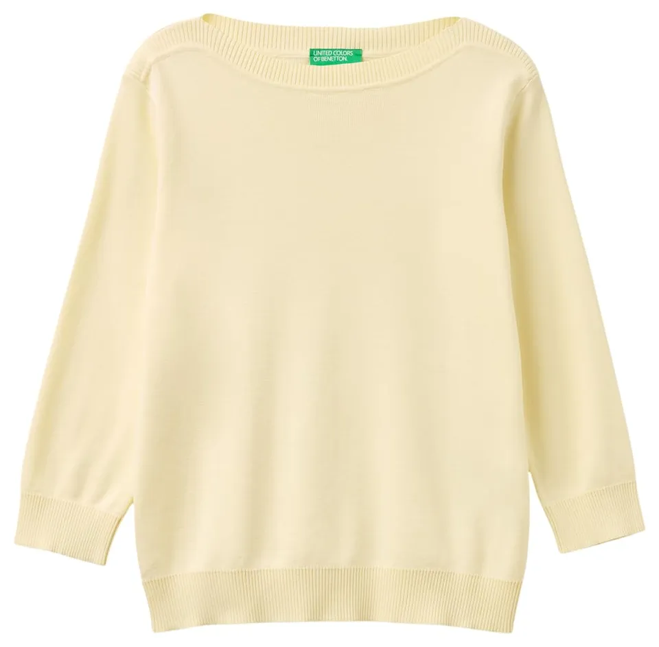 Benetton Maglieria 1c19d10g1 maglia barca gialla manica 3/4