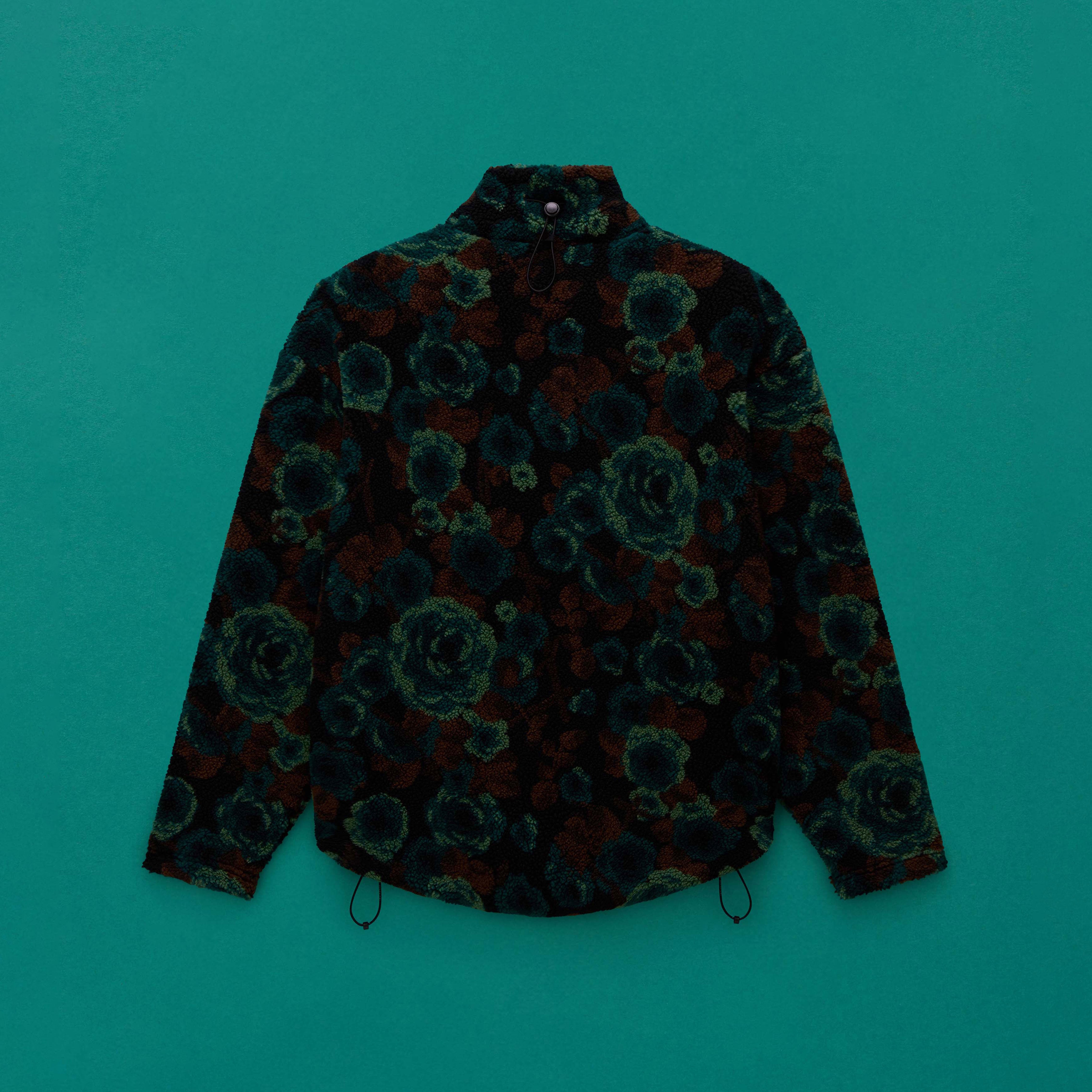 Martine Rose Emin Felpa pile verde Teal Floral con zip