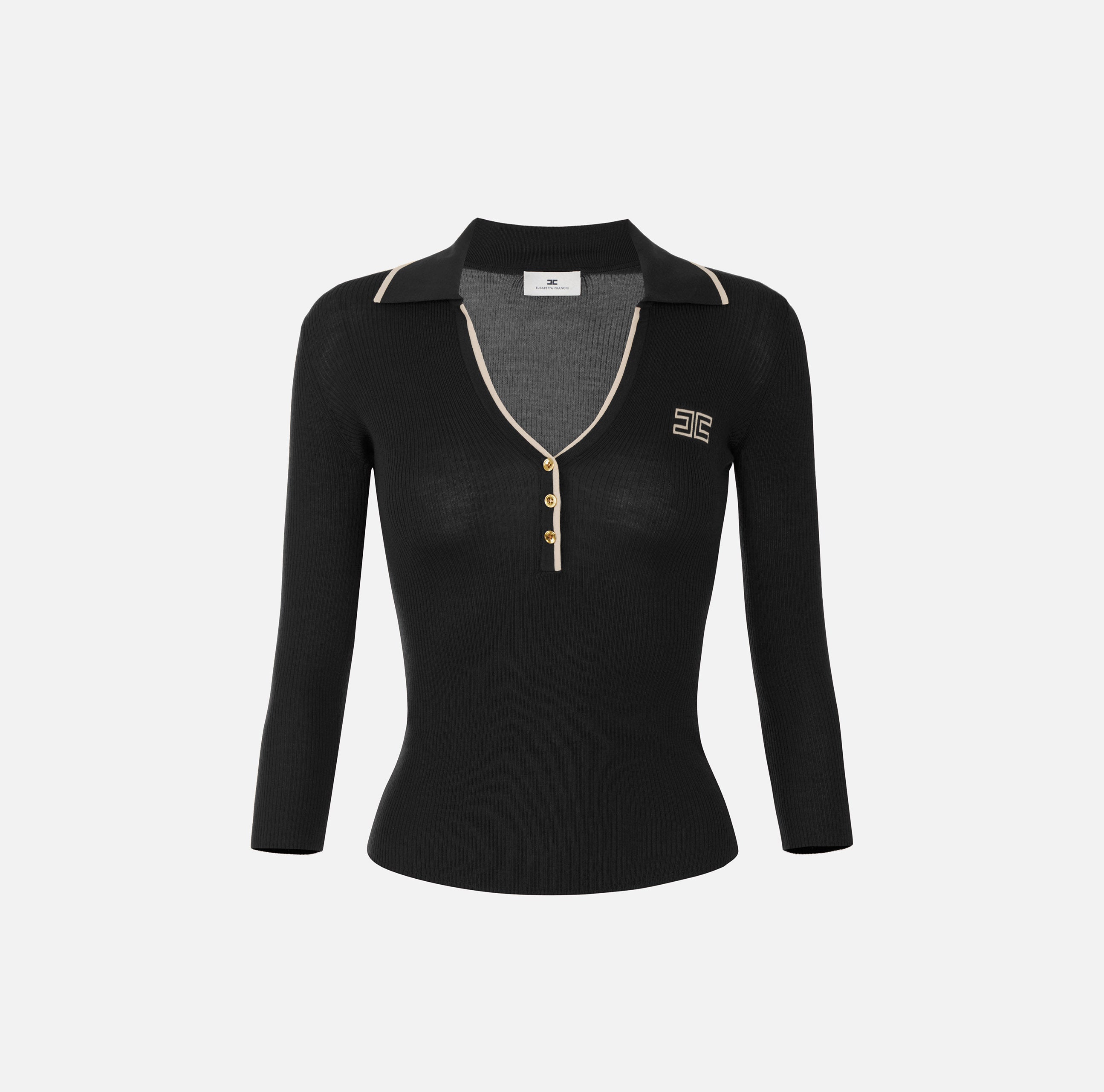 Elisabetta Franchi Polo Maglia Donna Nero Burro