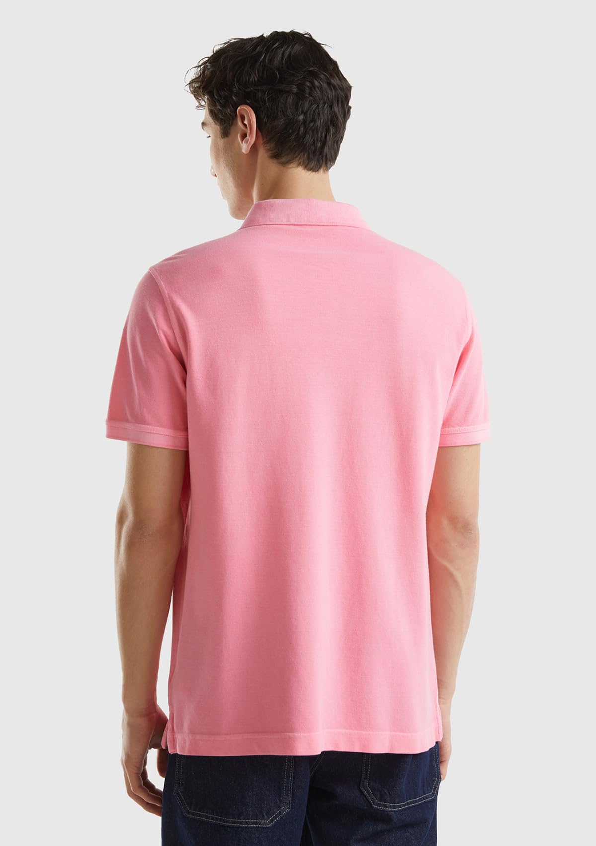 Benetton Polo Uomo Piquet Cotone Organico Rosa