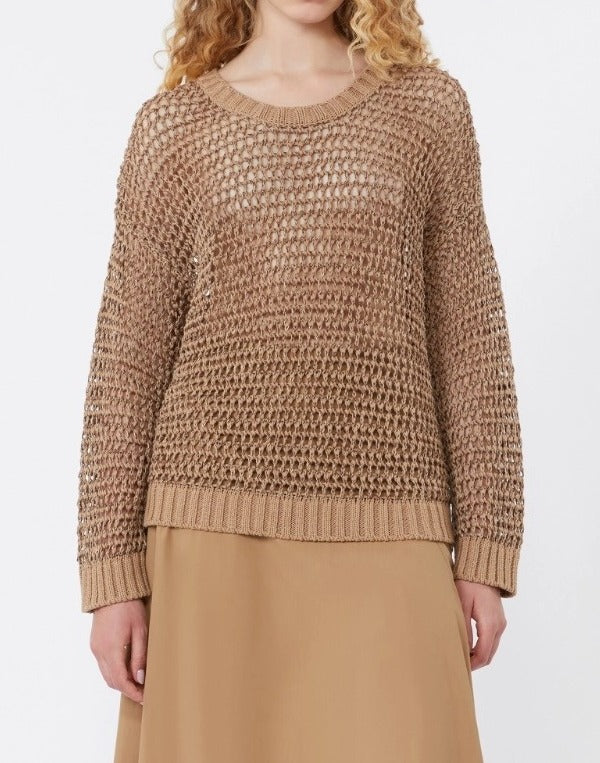 Max Mara Onirica WKDONIRICA Maglia Cuoio Rete Lino Donna