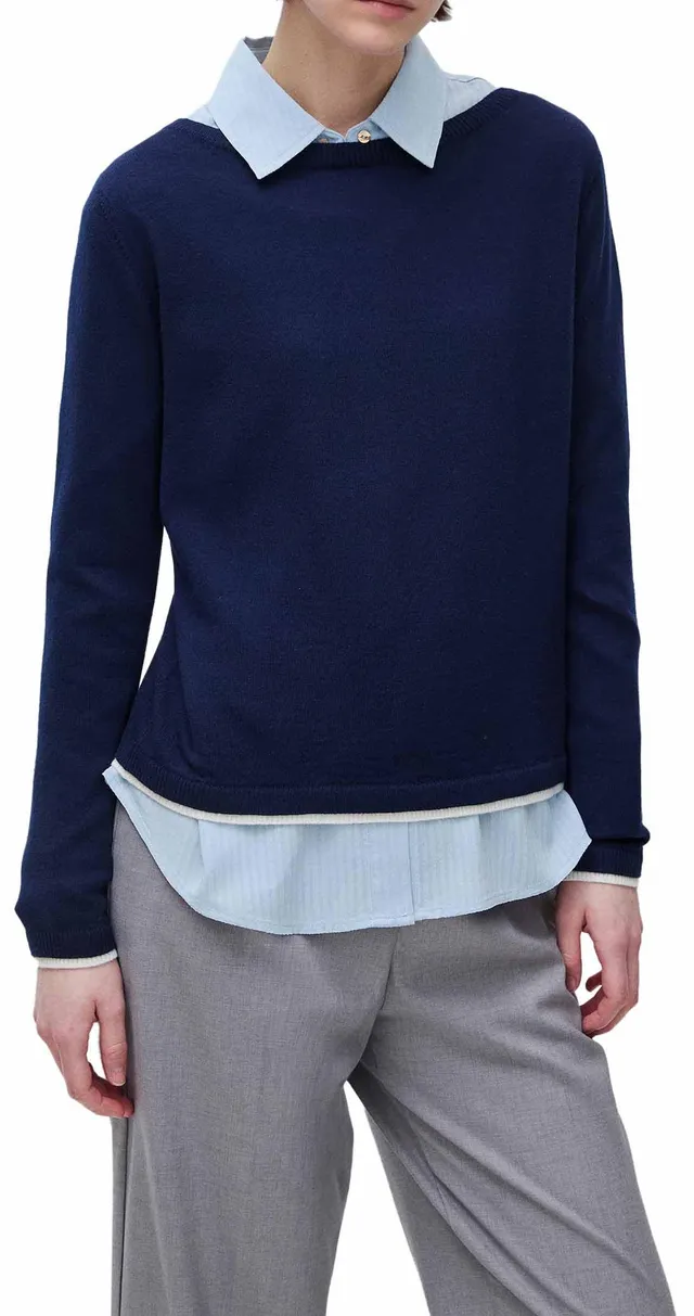 Benetton Maglia Barchetta Donna Lana Bicolor