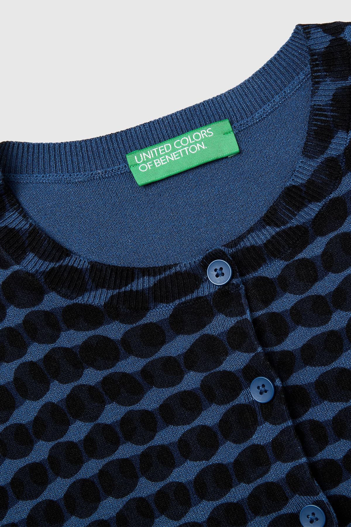Benetton Maglieria Maglia Coreana Scollo Rotondo Stampa Allover